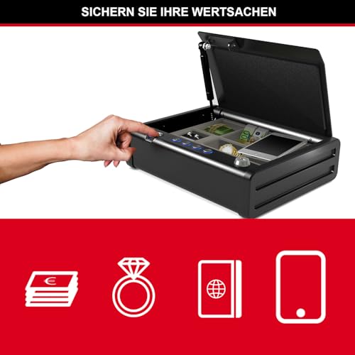 Master Lock Kompakt Biometrischer Tresor, Fingerabdruckerkennung, Ideal für Scheckbücher, Geld, Schmuck, Ausweise und mehr