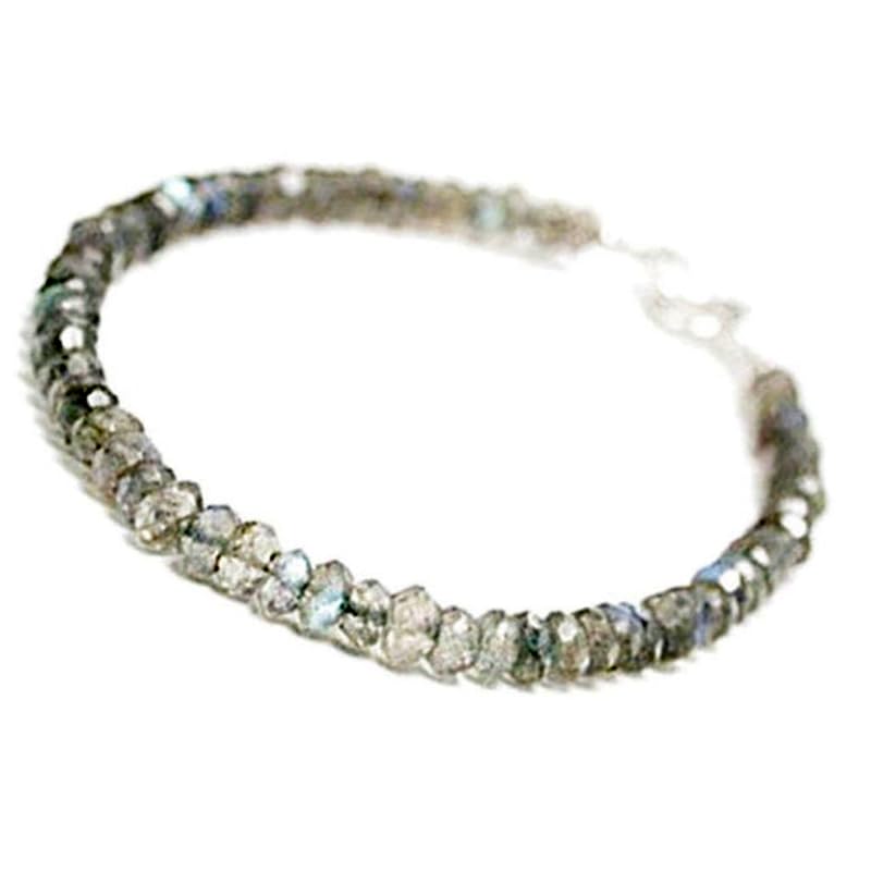 YUGNA Pulsera de labradorita de 3,5 mm con cuentas facetadas y forma redonda,...