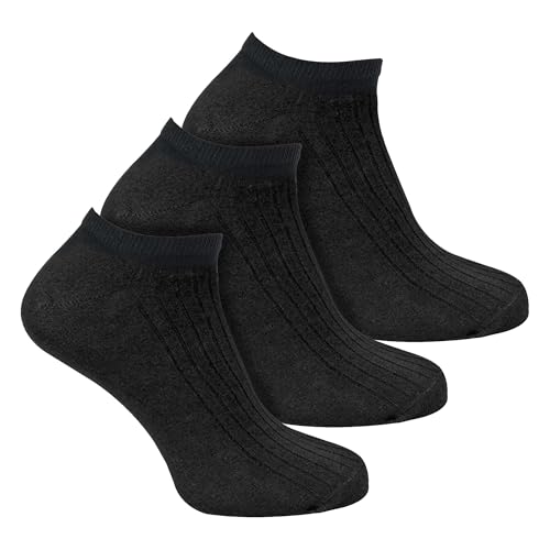 Kids 3 Pack 100% Cotton Sneaker Socks | Sock Snob | Short Low Cut Ankle Socks (10-1, Black)