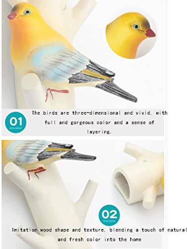Ganchos de pared para abrigos resistentes con diseño botánico de aves 4