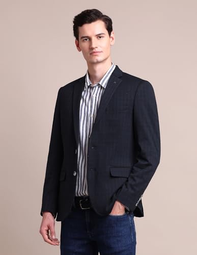 Image of Arrow Men's Regular Fit Checkered Blazer - Single Breasted, Button Closure Stylish Blazer for Men