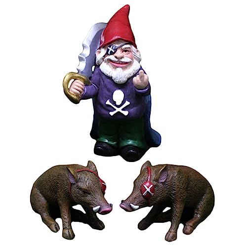 1 セット 妖精ノームの置物 サンタノーム像 ドワーフの置物 ノームフィギュア ミニチュア子豚のおもちゃ ミニチュア海賊ノーム スウェーデンのトムテスノーム ミニガーデンノーム 北