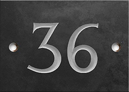 Engraved Slate House number sign - 1 to 99 (select your number here) - number 36 (Same Day Dispatch by 1st class Post!!!) — image 1