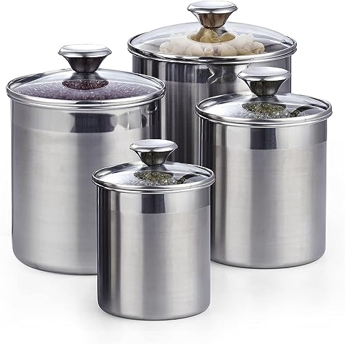 Cooks Standard Classic Stainless Steel Food Jar Storage Canister Set Medium, Airtight Containers...