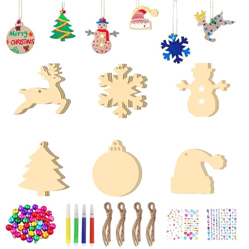 36 Stück Holzanhänger Weihnachten Bastelset für...