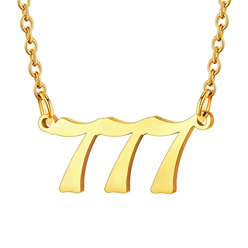 U7 Regalo Mujeres Collares Dorados de Números 777 Tono Oro 18K Acero Inoxidable 316L Colgante Precioso para Madres Joyerías Modernas para Compromiso