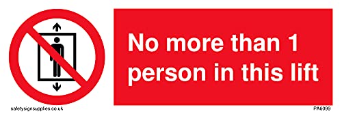 No more than 1 person in this lift Sign - 150x50mm - L15, 150 x 50 mm