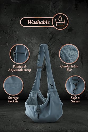 Noah & Paw Dog Sling Carrier for Small Dogs 5-18lb, Dog Sling for Small Dogs and Cats, Dog Carrier with Adjustable Padded Strap, Premium Twill, Lined with Fur, Double Safety Feature, Machine Washable - Image 6