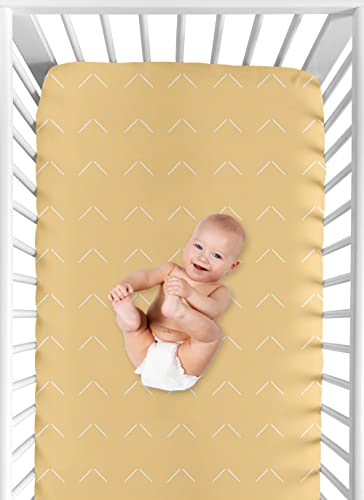 Sweet Jojo Designs Yellow Boho Arrow Boy Or Girl Fitted Crib Sheet Baby Toddler Bed Nursery - Mustard Orange And White Bohemian Tribal Southwest Chevron Geometric Herringbone Woodland Gender Neutral #TOP3