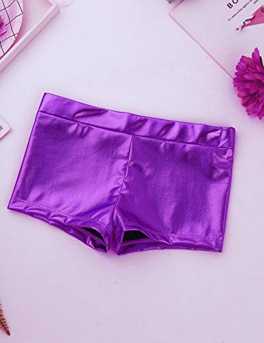 Image of easyforever Kids Girls 2PCS Shiny Mermaid Scales Ballet Dance Outfit Crop Top with Short Tankini Swimsuit