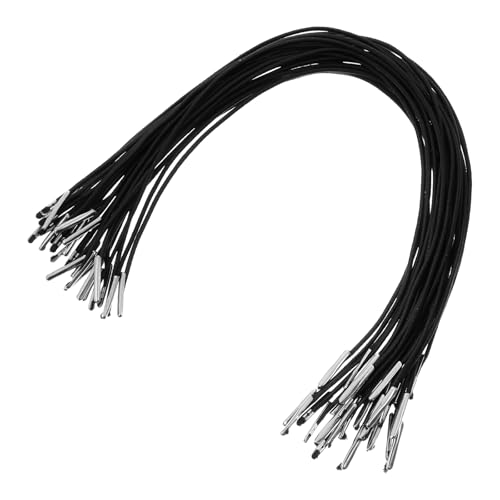 30 Stück Elastische Widerhaken Cord,1.5mm Elastische Runde Schnur,Schwarzes Hutgummi Gummikordel,Elastisches Gummischnur,Gummiband Rund Band mit Metallclips,DIY Stachelschnur für Partyhut Buchbinden