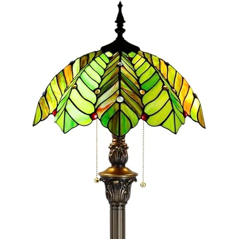 ZJART Tiffany Floor Lamp Stained Glass Amber Green Beach Coconut Tree Style Standing Reading Light 16x16x70 Inch Antique Lamp for Living Room Office Cover