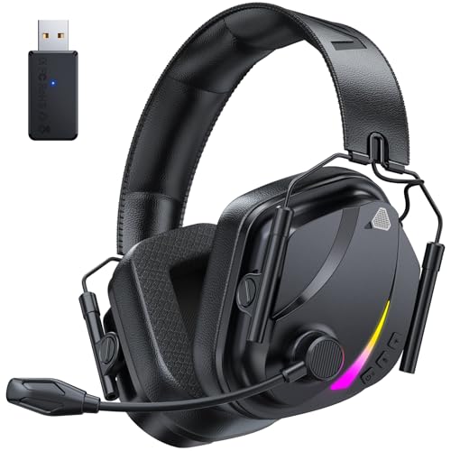 Vakedy Wireless Gaming Headset for PS5, PS4, PC, 2.4GHz Low-Latency & Bluetooth 5.4 Gaming Headphone with Noise Canceling Mic, 50mm Drivers, 50H Battery Wireless Headset for Switch, Mobile, Mac