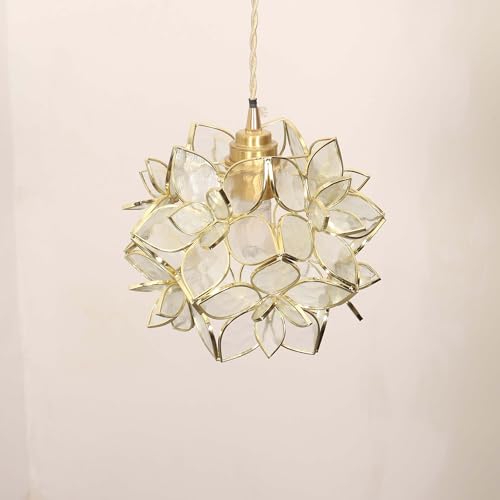 Bieye PETALPENDANT L10967 Flower Petals Tiffany Style Stained Glass Ceiling Pendant Light For Home Decor  thumb #3