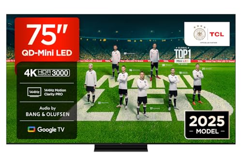 TCL 75Q7C QLED Mini LED Fernseher, 75 Zoll, 4K HDR Premium, Dolby Vision IQ & Atmos, Smart TV mit Google TV, 6.2.2 Sound, 144Hz VRR, AMD FreeSync Premium Pro, HDMI 2.1, AirPlay 2