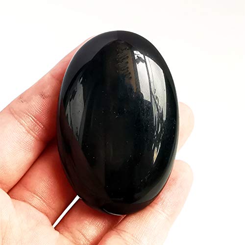Manekieko Natural Black Obsidian Oval Palm Pocket Healing Crystal Spa Energy Stone,Healing Crystal for Therapy Geometry Chakra Balancing - Image 2