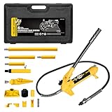 YELLOW JACKET 6 ton Porta Power Kit Hydraulic Ram Jack Pusher Puller Auto Body Frame Repair Tool with Blow Mold Carrying Storage Case for Car Repair,Truck,Farm