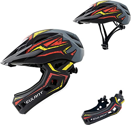 Aoaoy Kinder Fahrradhelm - Mit Abnehmbarem Kinnschutz, Verstellbar, 52-56 Cm