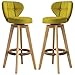 HuanAi Nowoczesne krzesła barowe z litego drewna, obrotowe wysokie stołki, tapicerowane oparcie, zdejmowane nadające się do prania siedzisko i podnóżek z liny konopnej (rozmiar: 63 cm, kolor: żółty)