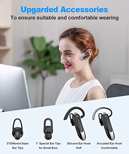 Link Dream Bluetooth Earpiece Wireless Cvc8.0 Headset For Cell Phone Dual Mic Noise Canceling Handsfree Phone Earpiece W/Mute 20Hrs Talk Time 180 Days Standby For Iphone Android Home Office Driving #TOP5