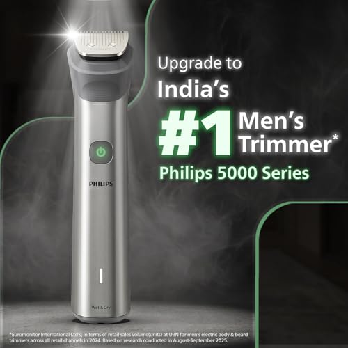 Image of Philips India's No.1 Men's Trimmer* | Effortless styling | BeardSense Technology | All-in-One Grooming Kit- Face, Head, Body | 120min runtime | IPX7 Waterproof | 5yr warranty* | MG5932