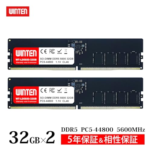 WINTEN DDR5-5600 64GB（32GB×2枚）WT-LD5600-D64GB の商品画像 1