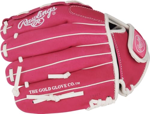 Image of Rawlings | Sure Catch Youth Series Softball Glove | 10 inch | Right Hand Throw | Pink /White