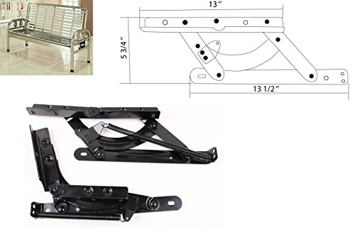 Sofa Bed Bedding DIY Furniture Adjustable Spring Mechanism Triple Click Futon Sleeper Sofa Bed Hinge Hardware (Black) - Thumbnail 2