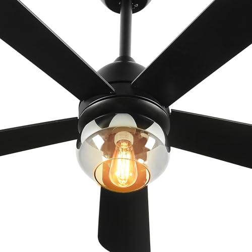 YITAHOME Ceiling Fans with Lights, Unique Designs for Glass Lampshade and Fan Blades, 42 Inch Modern Ceiling Fan, 6 Speeds, Reversible Quiet DC Motor Fan for Living Room, Dining Room, Bedroo