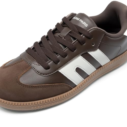DREAM PAIRS Women's Tennis Sneakers Walking Flat Low-Top Casual Lace-Up Comfortable Nia Fashion Sneakers Shoes, Size 7.5,Brown,SDFN2442W