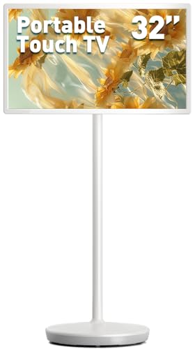 KEFEYA 32-Inch Portable TV with Touch Screen | 6GB RAM + 128GB Storage | 1080P Full HD Portable Monitor with Built-in 8-Hour Battery | Android 13 OS | Rolling TV on Wheels | Remote Control