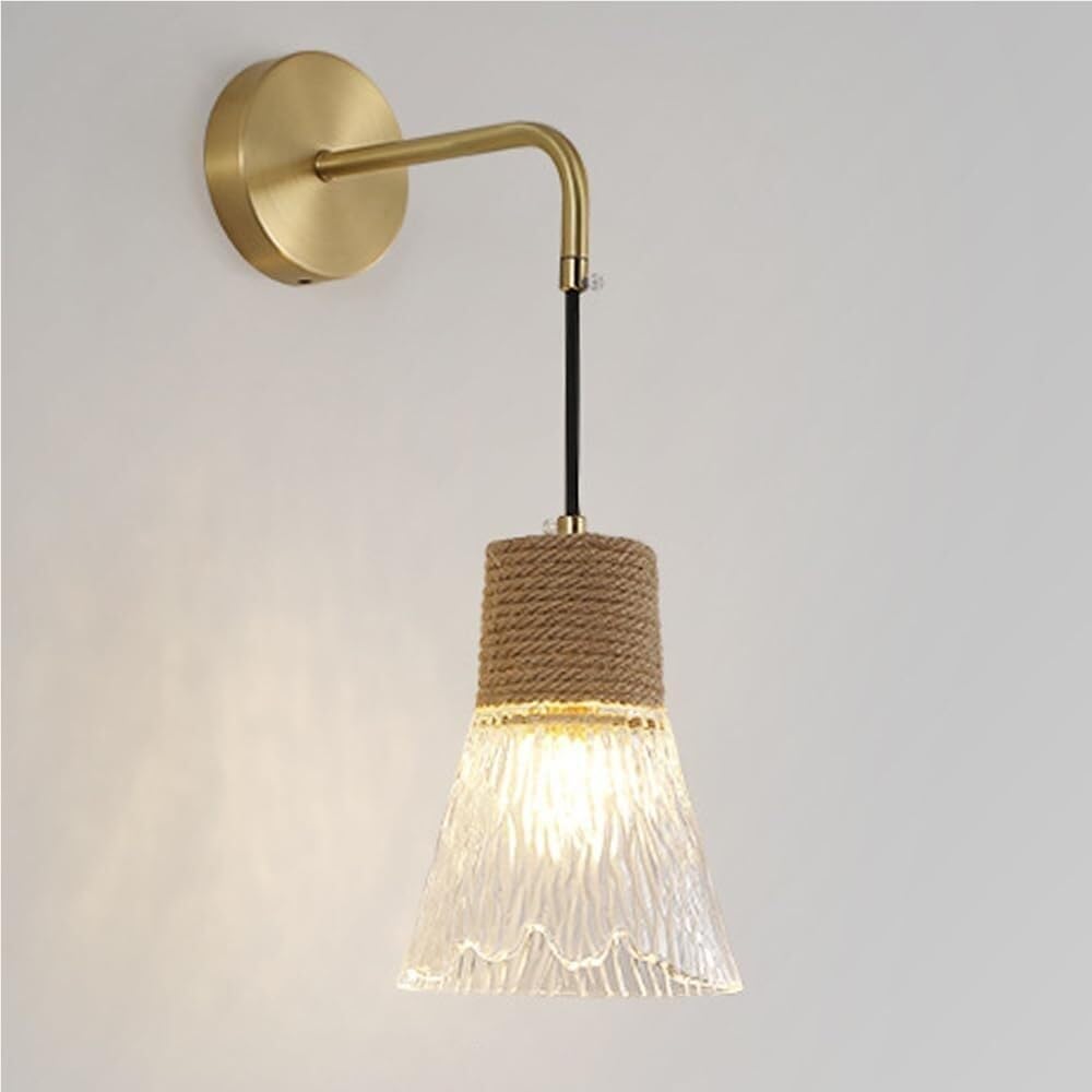 HXYSXHJUO Brushed Brass Modern Wall Lamp Nordic Glass Sconce Hardwired With Adjustable Suspension E27 For Living Room Bedroom Solid Wood Light