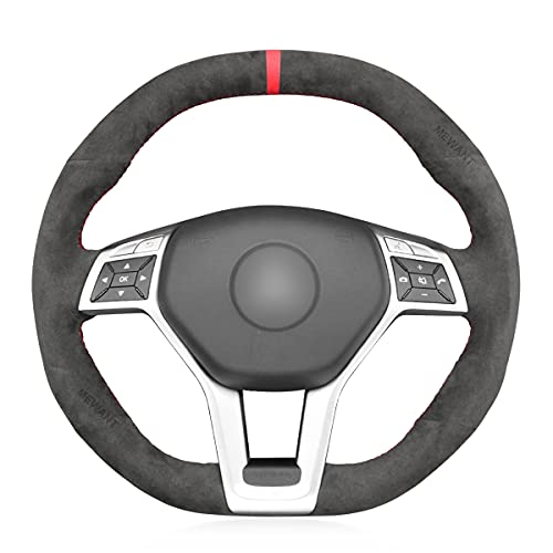 MEWANT Car Steering Wheel Covers Wrap Alcantara Hand-Stitched for Mercedes Benz AMG C63 W204 /AMG CLA 45 C117/ CLS 63 AMG C218/CLS 63 AMG S-Model C218/E 63 AMG W212 /AMG E 63 S W212