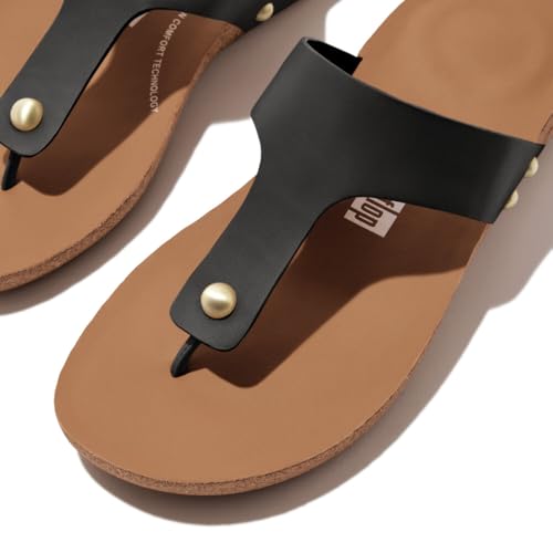 Image of FitFlop womens Iqushion Metallic-leather Toe-post Sandals