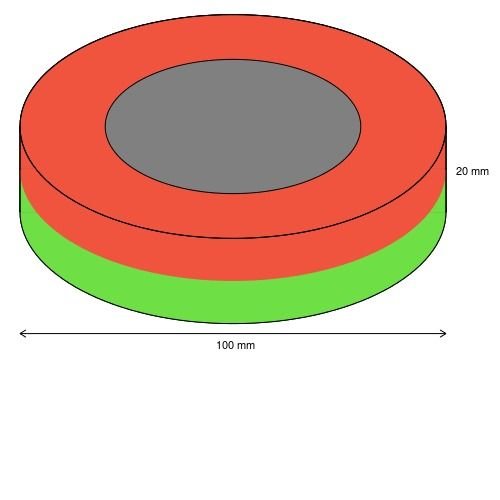 Anneau magnétique ø 100 x 60 x 20 mm y35 ferrite-garde 16 kg