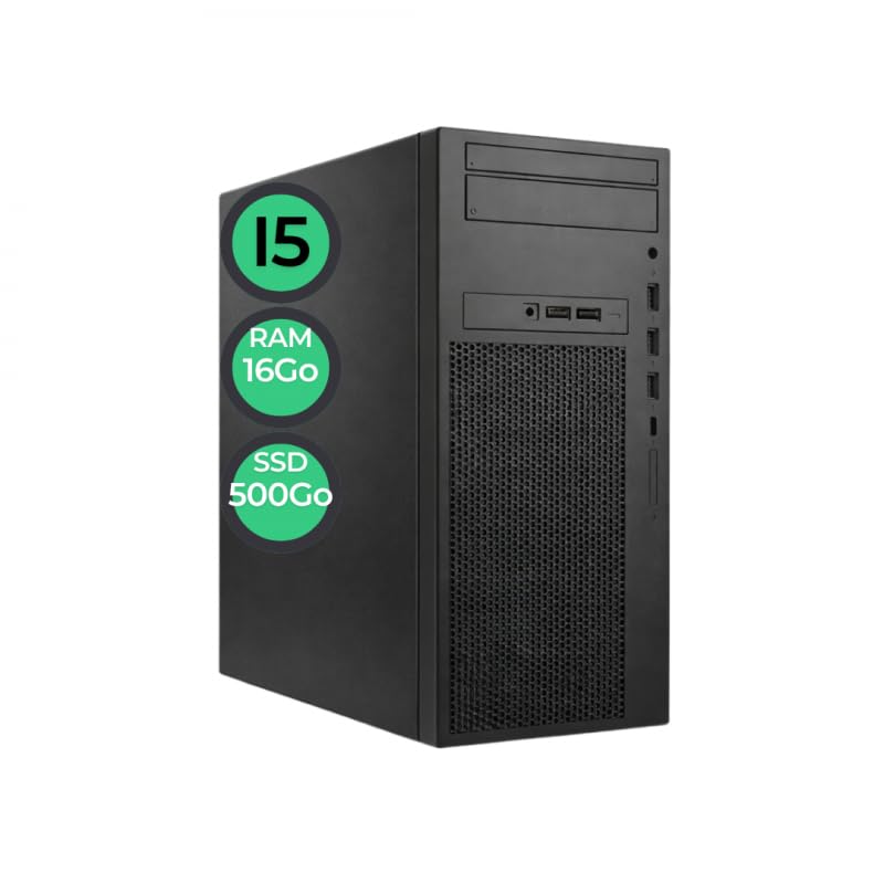 PC Tour Bureau Reconditionné Intel Core 8e Génération | 16 Go RAM | SSD 500 Go | Windows 11 Pro | Écran + Clavier & Souris | Pack Prêt à l’Emploi (Unité Centrale, I5-8e gen)