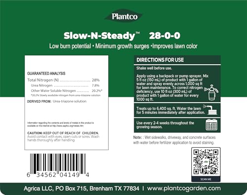 Fertilizante líquido para césped Slow-N-Steady 32 fl oz miniatura 5