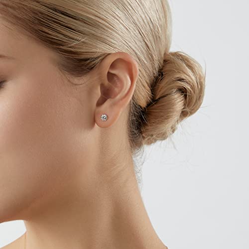 10K or 14K Real Solid Gold Stud Earrings for Women | White or Yellow Gold Round Cut Solitaire Studs | 0.5 to 4 Carat Cubic Zirconia CZ Simulated Diamond2