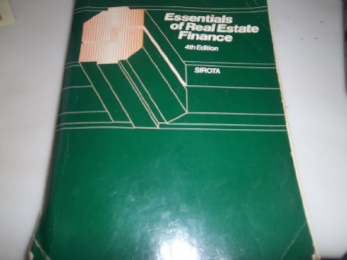 Essentials of real estate finance 0884625370 Book Cover