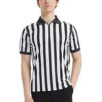 TOPTIE Schiedsrichtershirt Offizielles Herren-Pro-Style-Schiedsrichterhemd,Reißverschluss Umpire Trikots für Basketball Fußball-XL