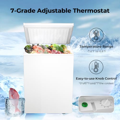Image of Electactic Chest Freezer 3.0 Cubic Feet Compact Freezer with 2 Removable Baskets, Free Standing Top open Door Deep Freezer, Adjustable Temperature for Home Dorm, Bar, Basement, Kitchen