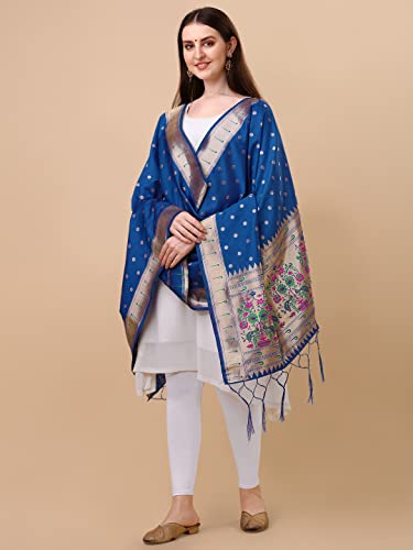 Image of DEVANGI Women's Woven Banarasi Silk Dupatta /Chunni For Women, Floral Print 1 Meter Wide and 2.3 Meter Length Printed Designer Dupatta /Chunni For Girls