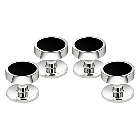 Mr.Van 4PCS Mens Black Enamel Shirt Studs Set Tuxedo Shirts Business Wedding Gifts for Men Cover