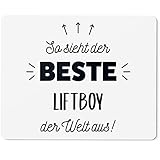 JUNIWORDS Mauspad in der Größe 23 x 19 cm mit Motiv / Spruch: So sieht der beste Liftboy der Welt aus!