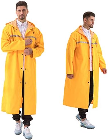 Pahajim Rain Coats for Adults Rain Ponchos with Hoods Man Lightweight Raincoats Long Waterproof Jacket Windbreaker for Men Women (Yellow, X-Large)