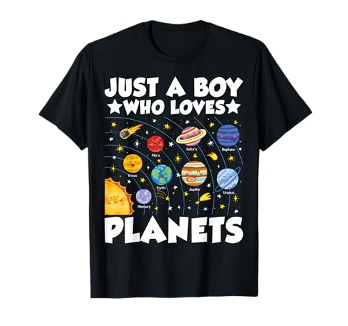 Just A Boy Who Loves Planets Solar System Space Science Geek T-Shirt