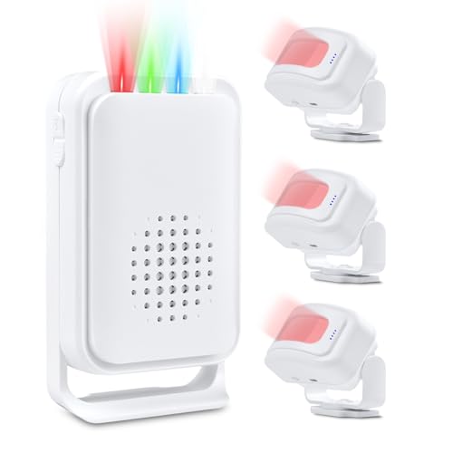 NineLeaf Carillon d'alarme d'entrée pour Entreprise, Carillon de Porte avec détecteur de Mouvement, Alarme de Porte de Magasin pour l'intérieur des Maison, des magasins,1 récepteurs 3 senseur