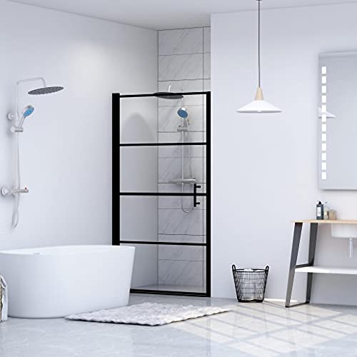Mampara de ducha negra de cristal templado de 81x195 cm con marco de aluminio ajustable 2