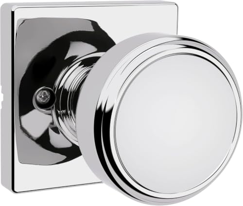 Image of Kwikset Maven Dummy Door Knob, Single Sided Handle for Closets, French Double Doors, and Pantry, Polished Chrome Non-Turning Square Interior Push /Pull Door Knob, with Microban Protection (Pack of 10)