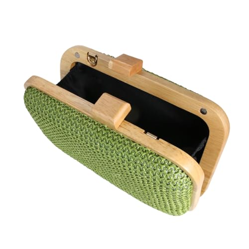 Image of Women Straw Clutch Purse Handwoven Summer Evening Bag Beach Straw Handbag Wedding Party Clutch Bag Wicker Purse